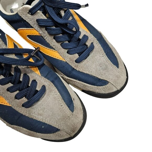 Tretorn Rawlins‎ 2 Retro Sneakers US 4.5 Leather Textile Blue Orange Suede Trim - Picture 6 of 12